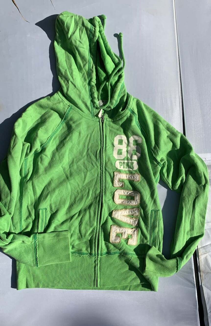 Victoria's Secret Pink Zip Up Hoodie Size L Green Love Graphic